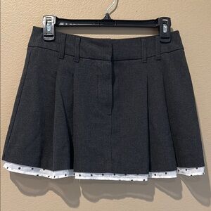 Divided Dark Gray Mini Skirt with White Accents